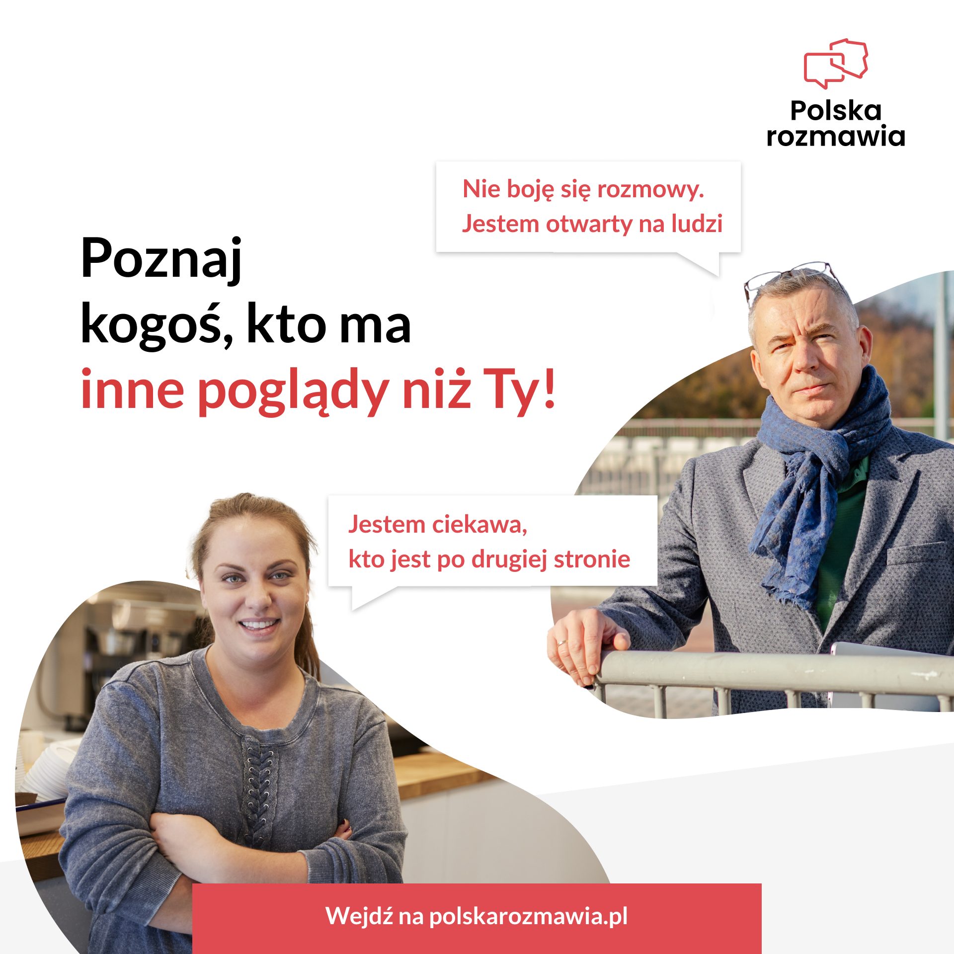 Moderator prowadzi rozmowę dwóch osób o odmiennych poglądach